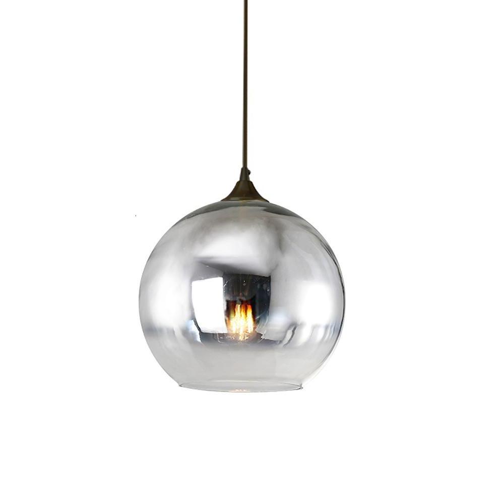 Glass Round Pendant Light Modern Single-Ball Ceiling Light