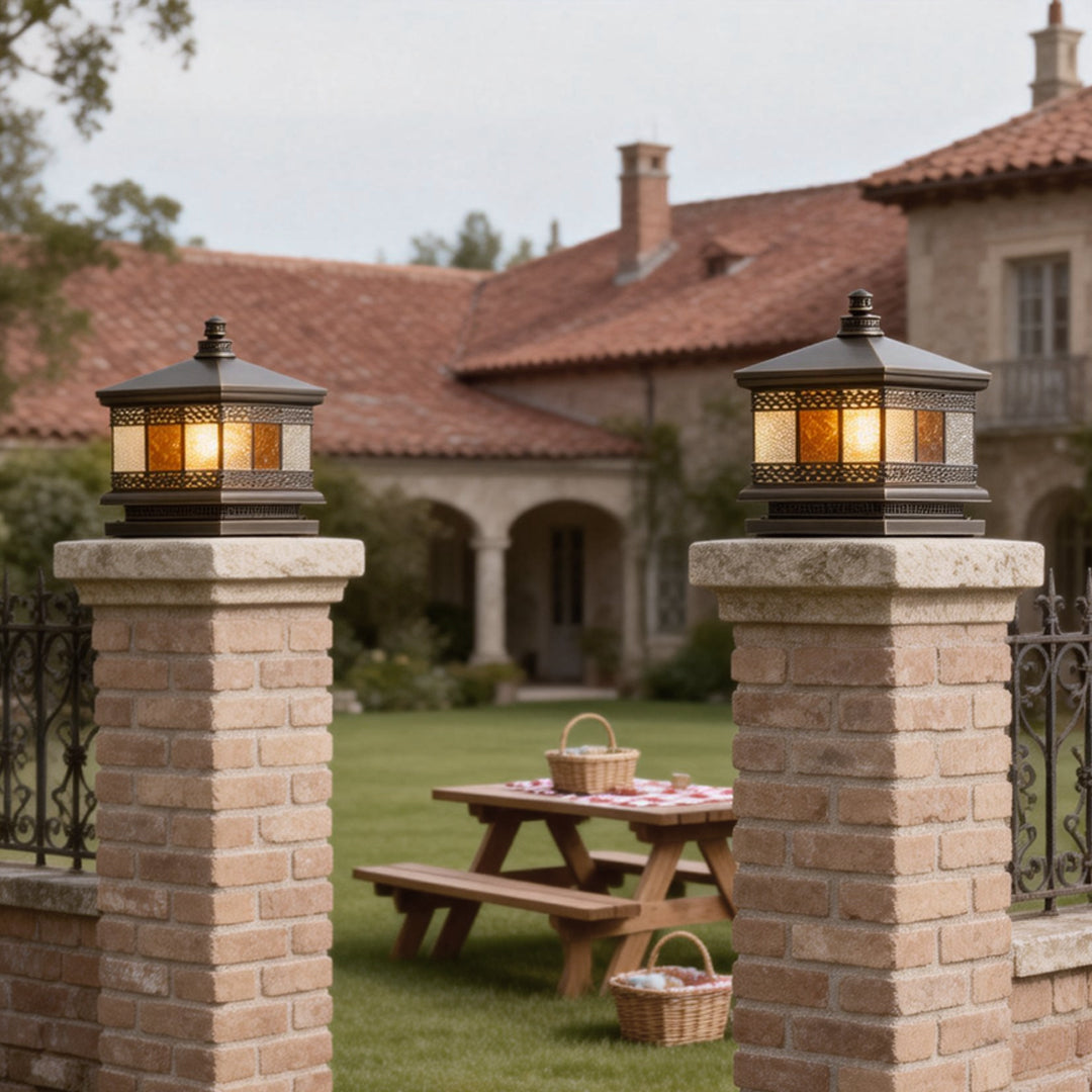 Solar Column Pillar Lights European Square Outdoor Lamp