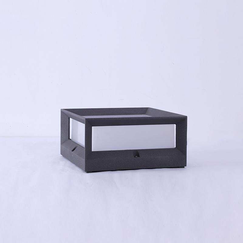 Solar Garden Pillar Lights Square Waterproof Black Outdoor Light