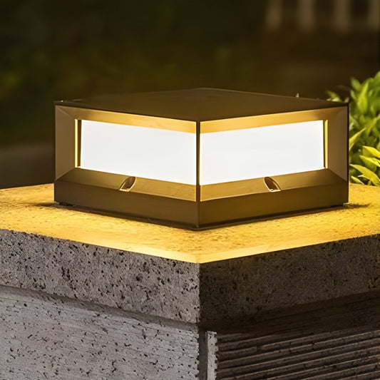 Solar Garden Pillar Lights Square Waterproof Black Outdoor Light