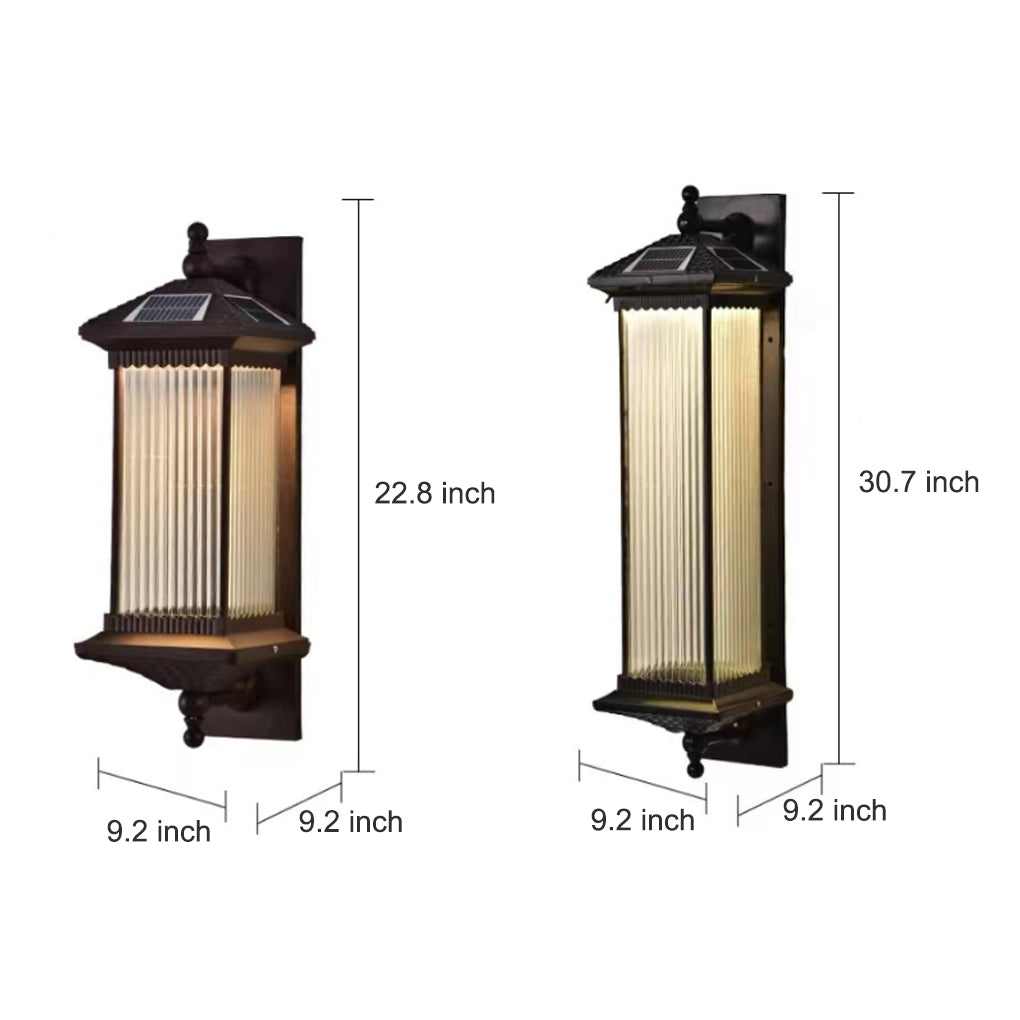 Solar Outdoor Lights Wall Mount Striped Glass Waterproof Lamp