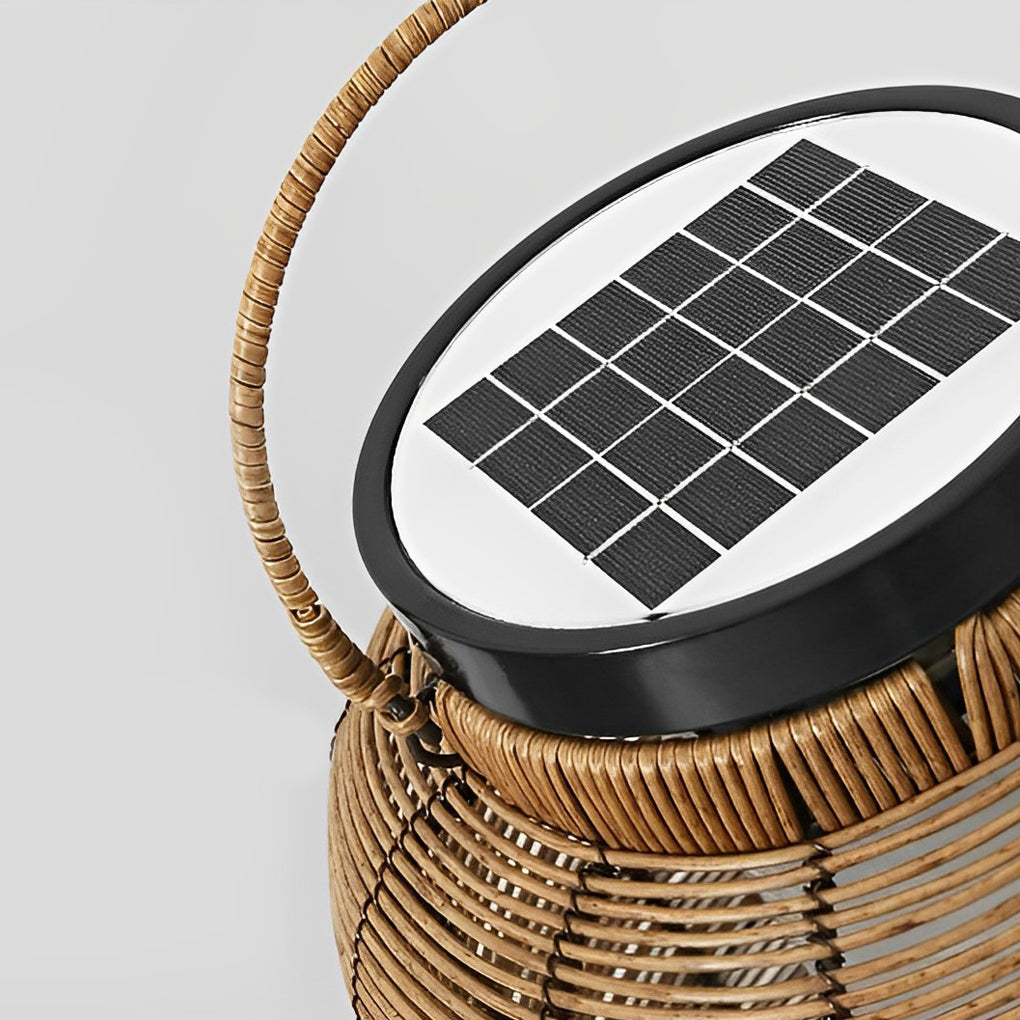 Outdoor Rattan Lanterns Portable LED Waterproof Solar Light