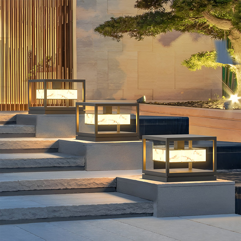 Brick Pillar Solar Lights Square Waterproof Metal Light