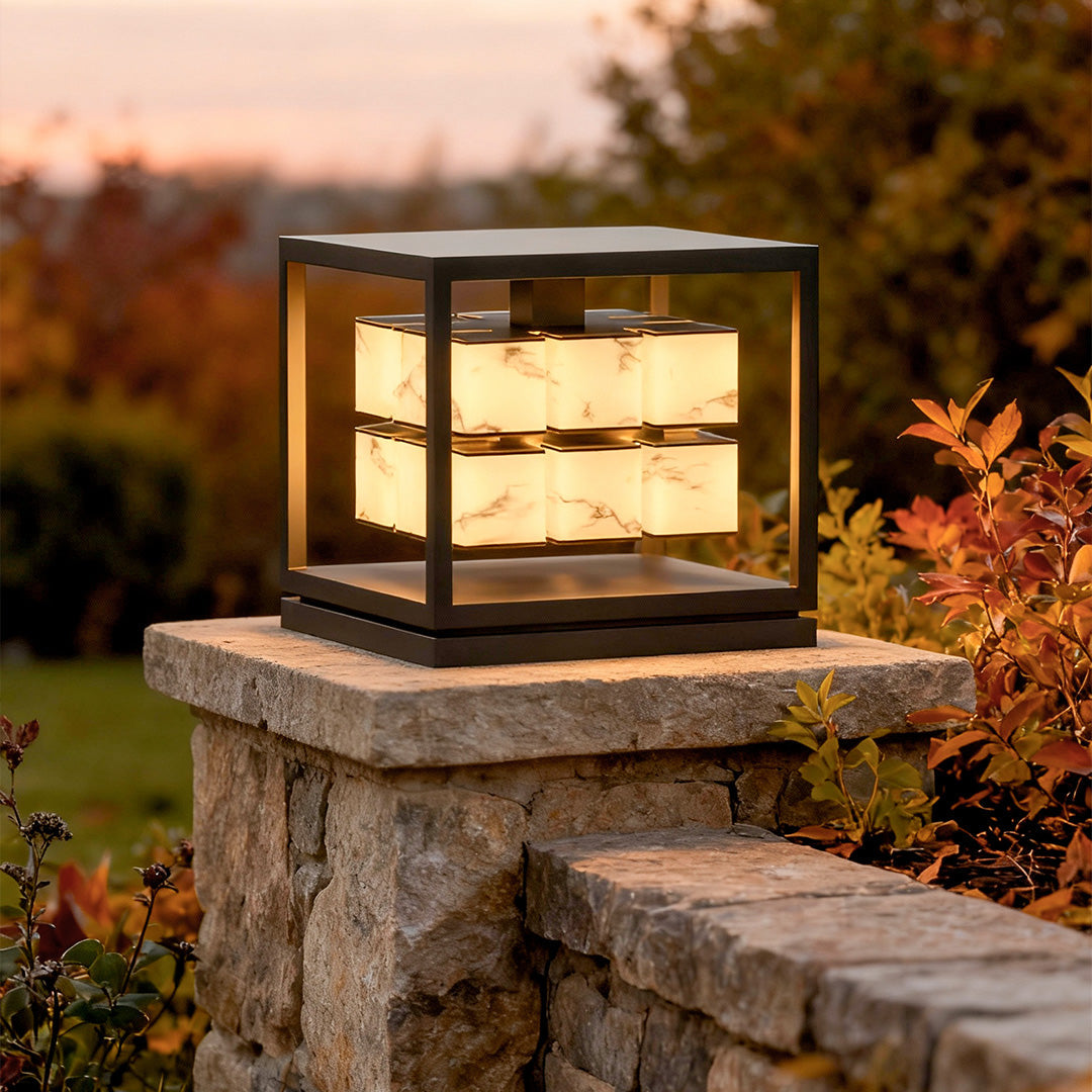 Brick Pillar Solar Lights Square Waterproof Metal Light