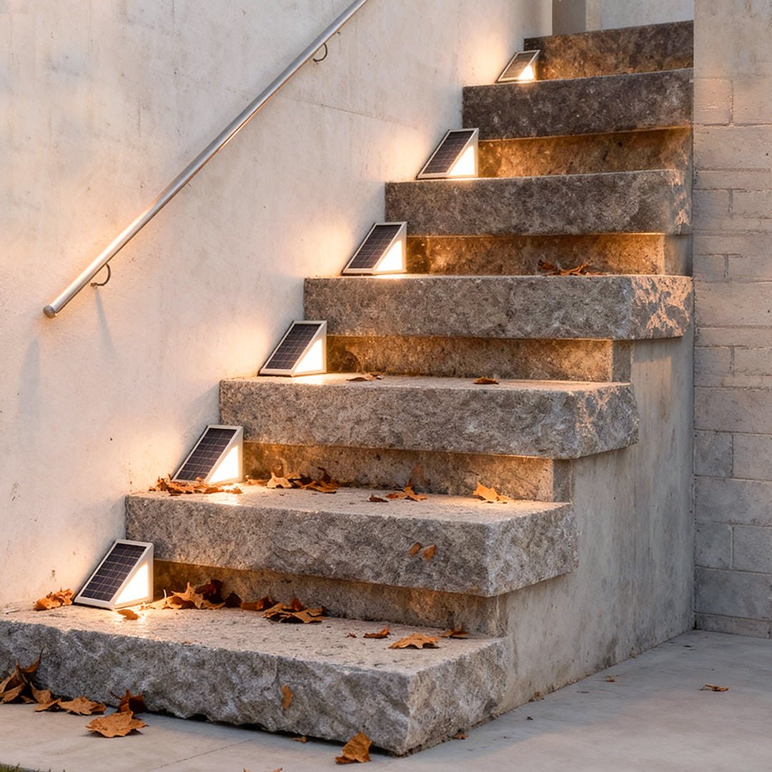 Solar Powered Lights for Steps Modern Waterproof Triangle Ladder Light