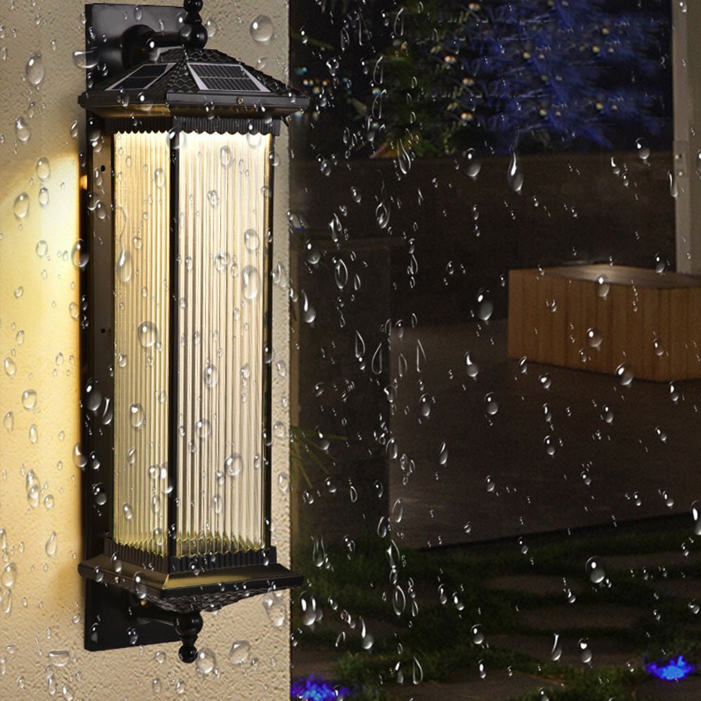 Solar Outdoor Lights Wall Mount Striped Glass Waterproof Lamp