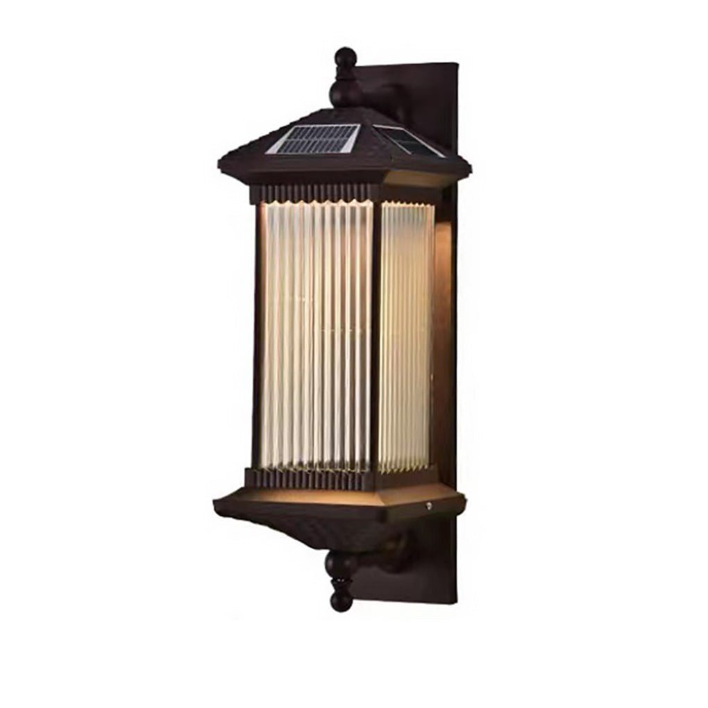 Solar Outdoor Lights Wall Mount Striped Glass Waterproof Lamp