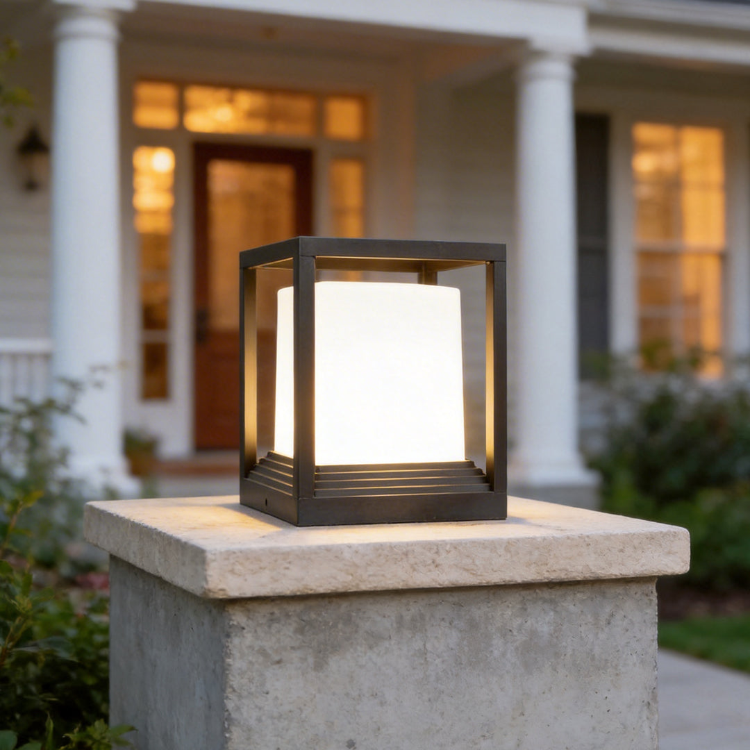 Garden Pedestal Lights Minimalist Square Waterproof LED Light