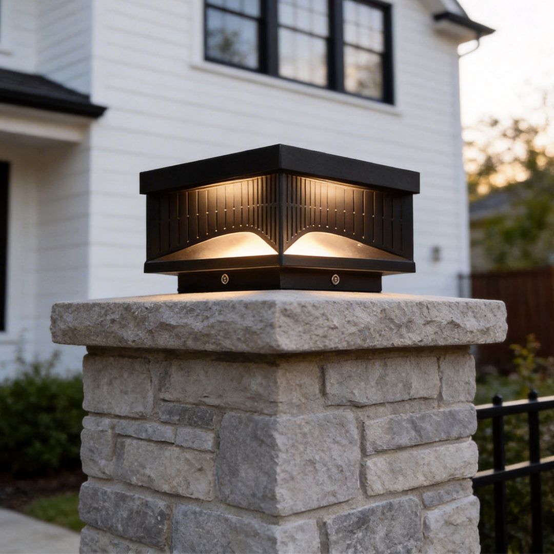 Square Outdoor Pillar Lights Stripe Decorative LED Light