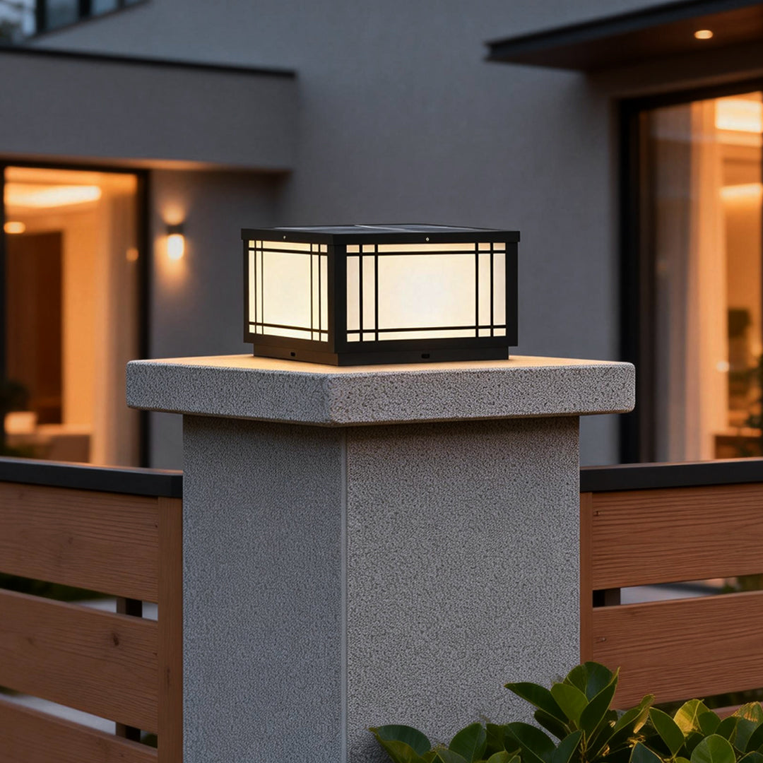 Square Pillar Light Vintage Grille Waterproof LED Light