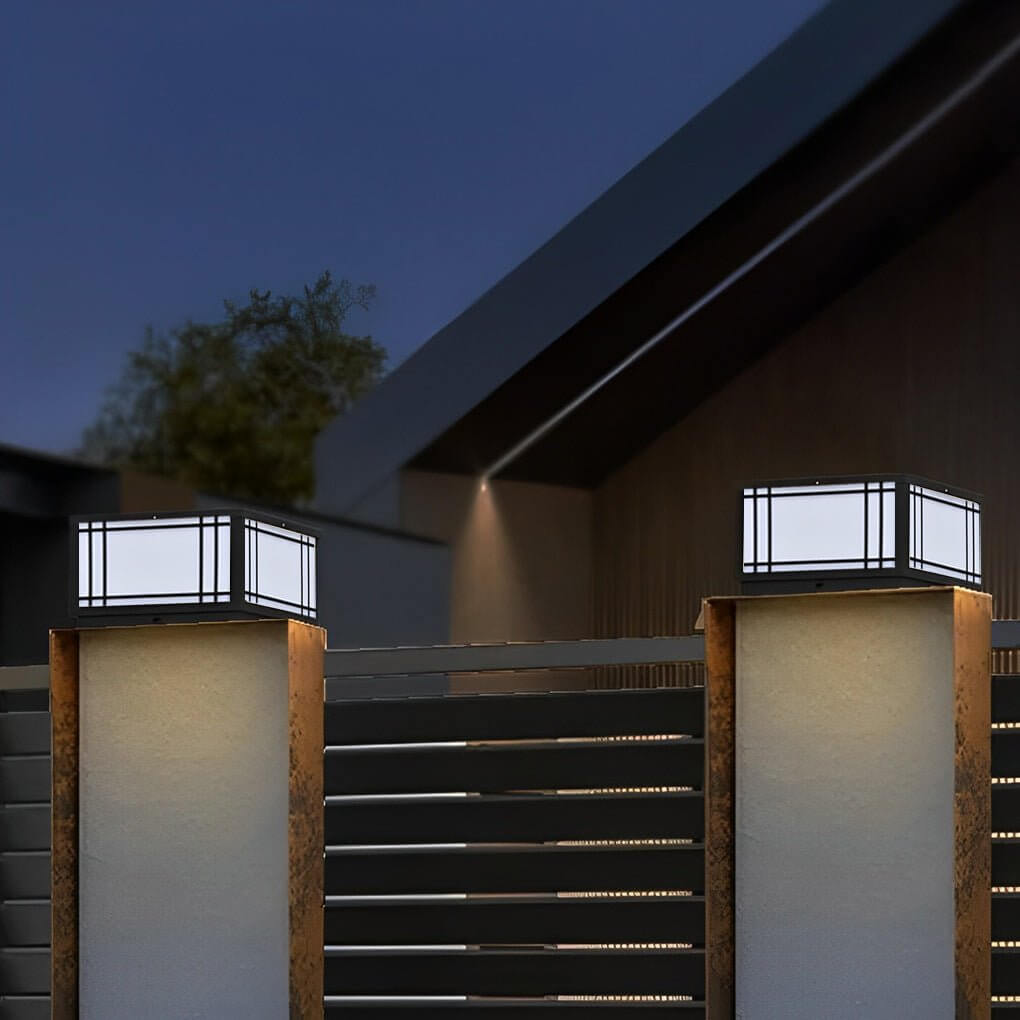 Square Pillar Light Vintage Grille Waterproof LED Light