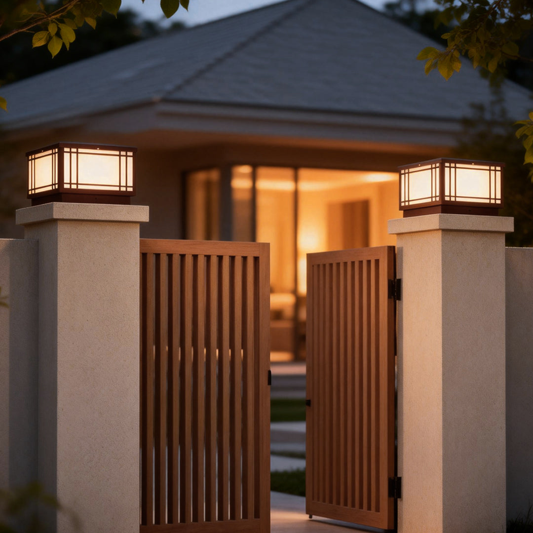 Square Pillar Light Vintage Grille Waterproof LED Light