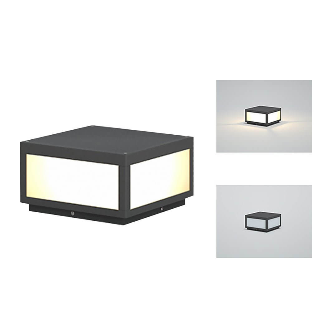 Square Pillar Lights Black Outdoor LED Metal Fixture