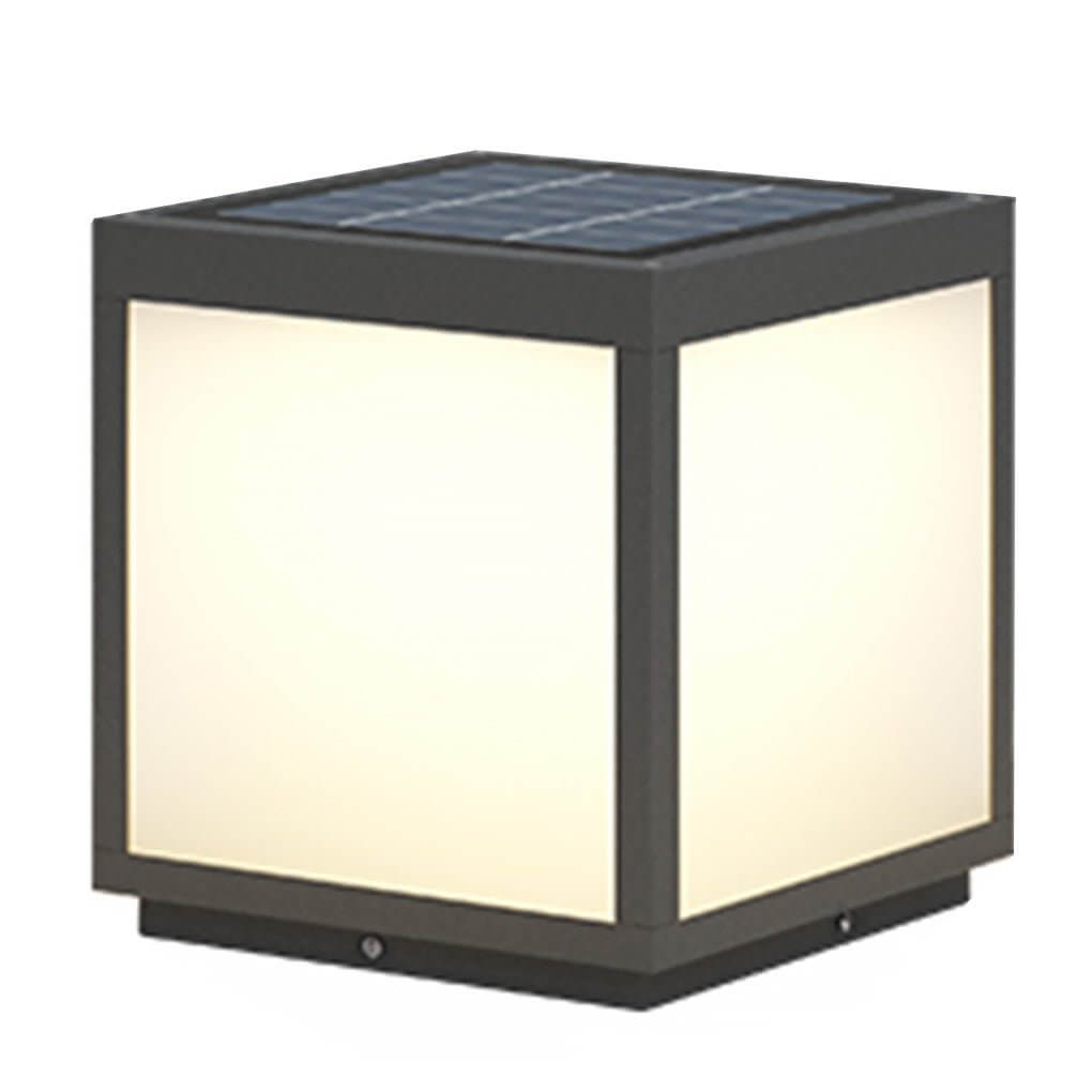 Square Pillar Lights Black Outdoor LED Metal Fixture