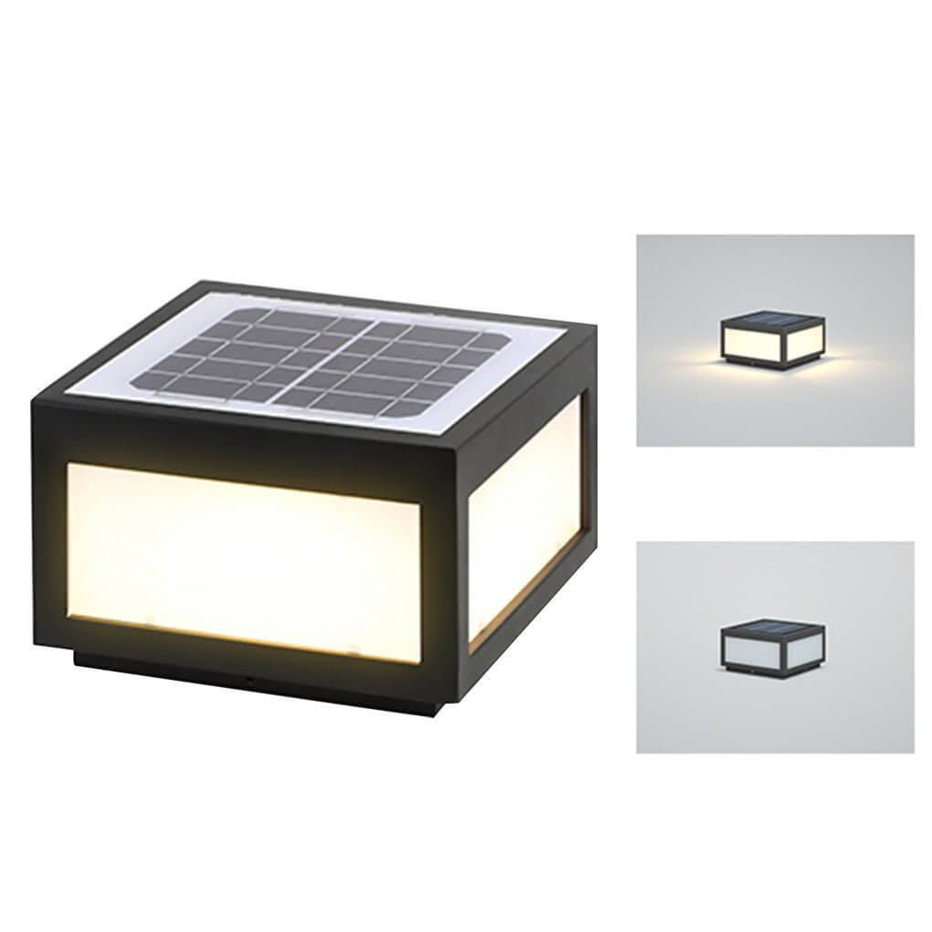 Square Pillar Lights Black Outdoor LED Metal Fixture