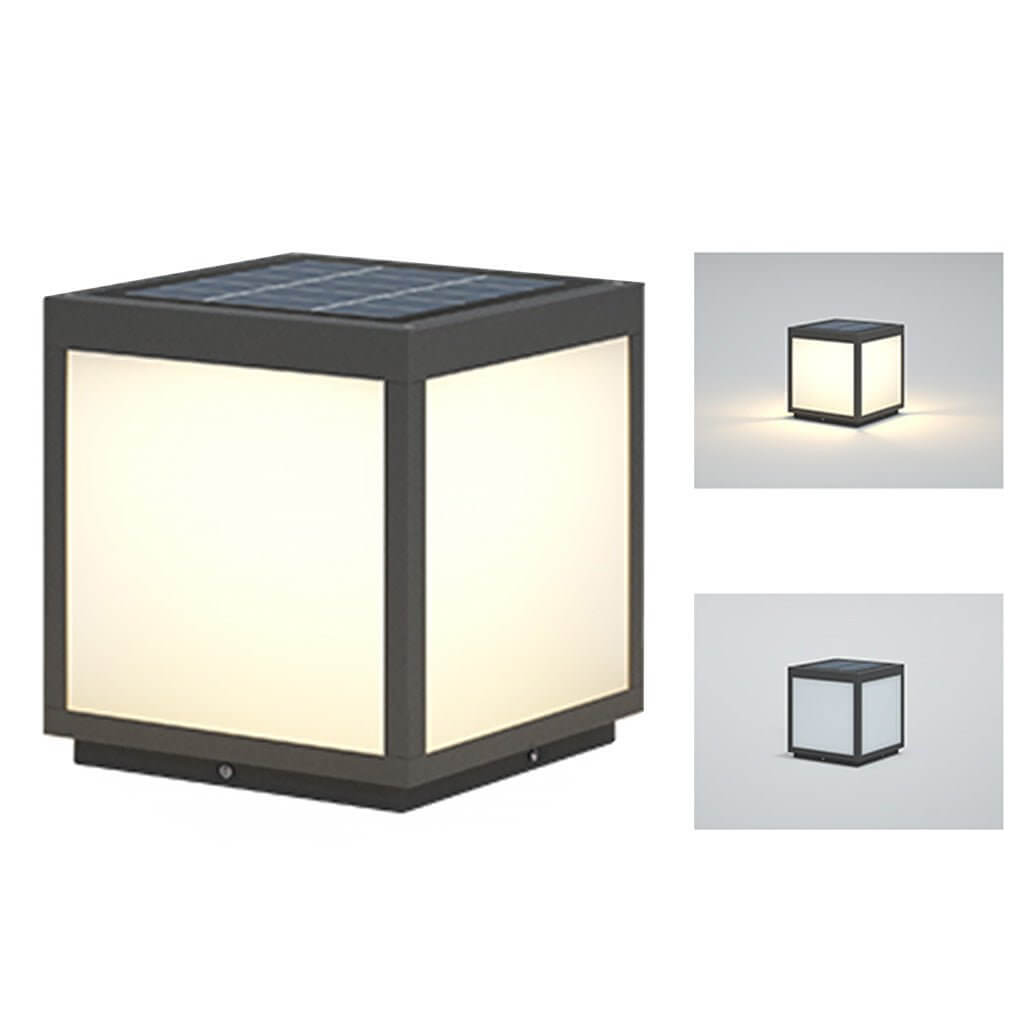 Square Pillar Lights Black Outdoor LED Metal Fixture