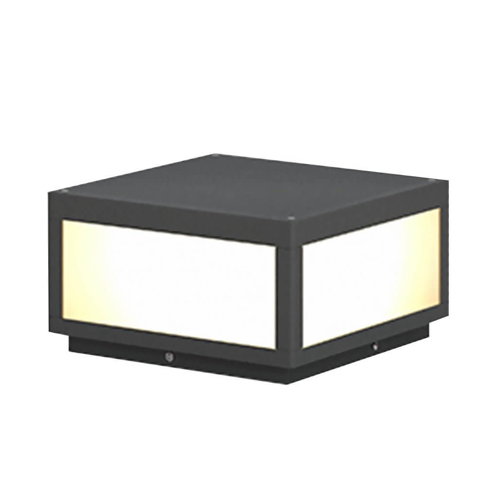 Square Pillar Lights Black Outdoor LED Metal Fixture