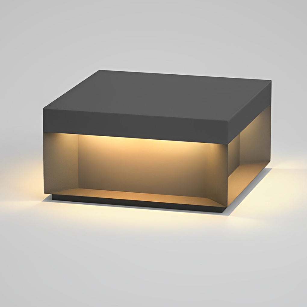 Square Solar Deck Lights Industrial Black LED Outdoor Landscape Light