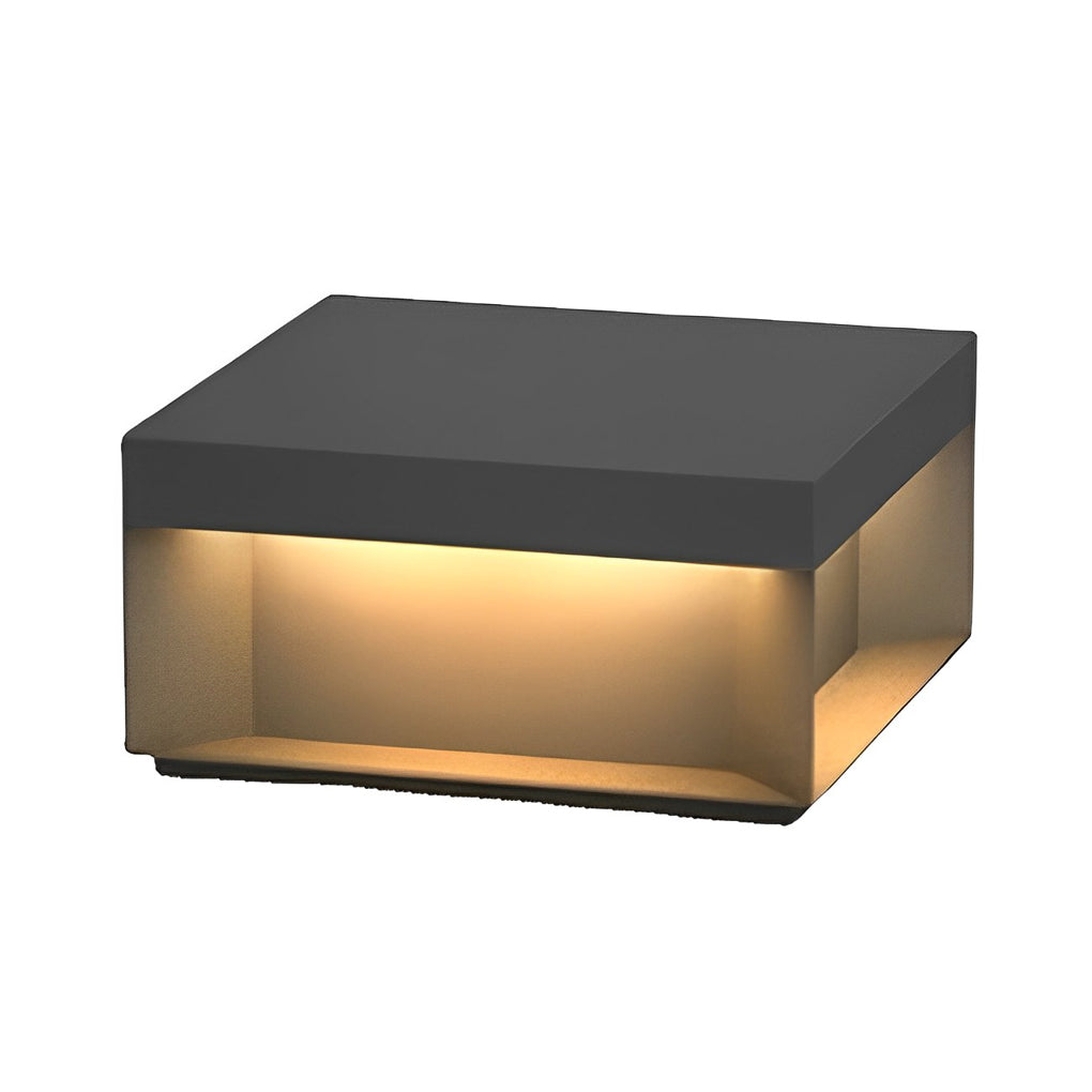 Square Solar Deck Lights Industrial Black LED Outdoor Landscape Light