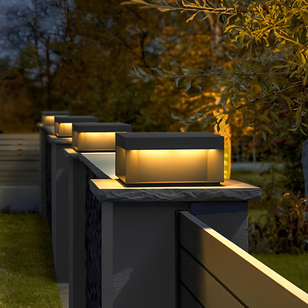 Square Solar Deck Lights Industrial Black LED Outdoor Landscape Light