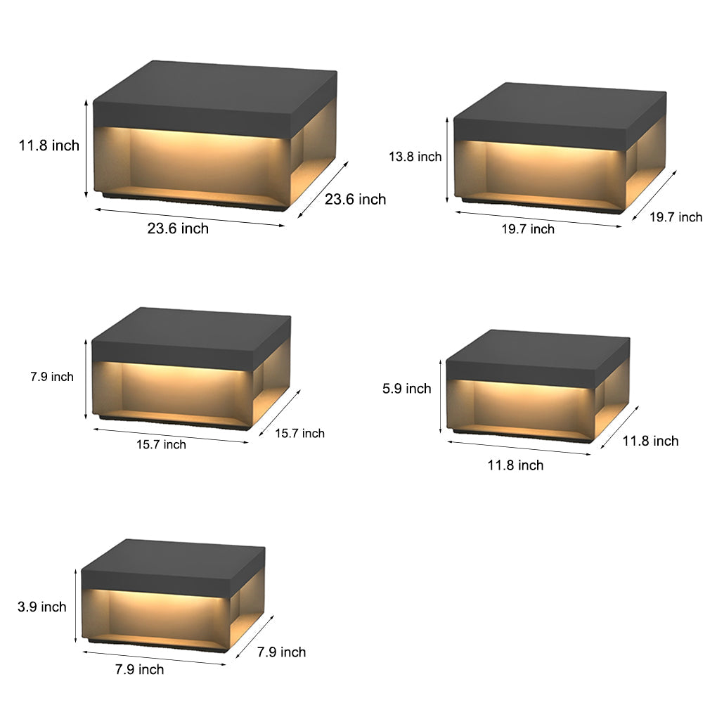 Square Solar Deck Lights Industrial Black LED Outdoor Landscape Light