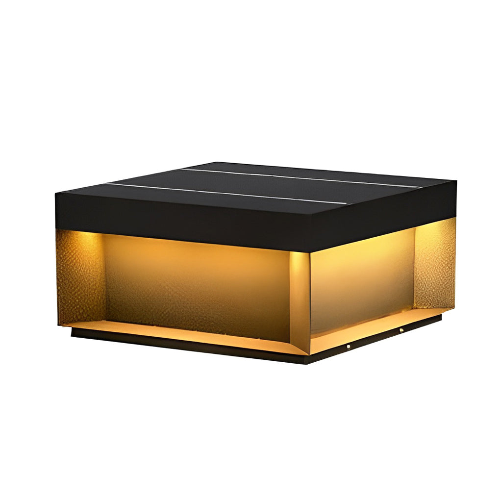 Square Solar Deck Lights Industrial Black LED Outdoor Landscape Light