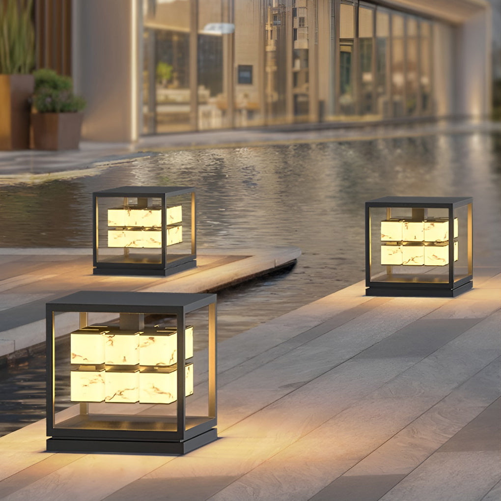 Brick Pillar Solar Lights Square Waterproof Metal Light