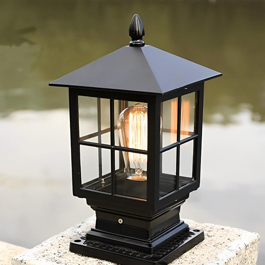 Stone Light Pillar Traditional Black Waterproof LED Light
