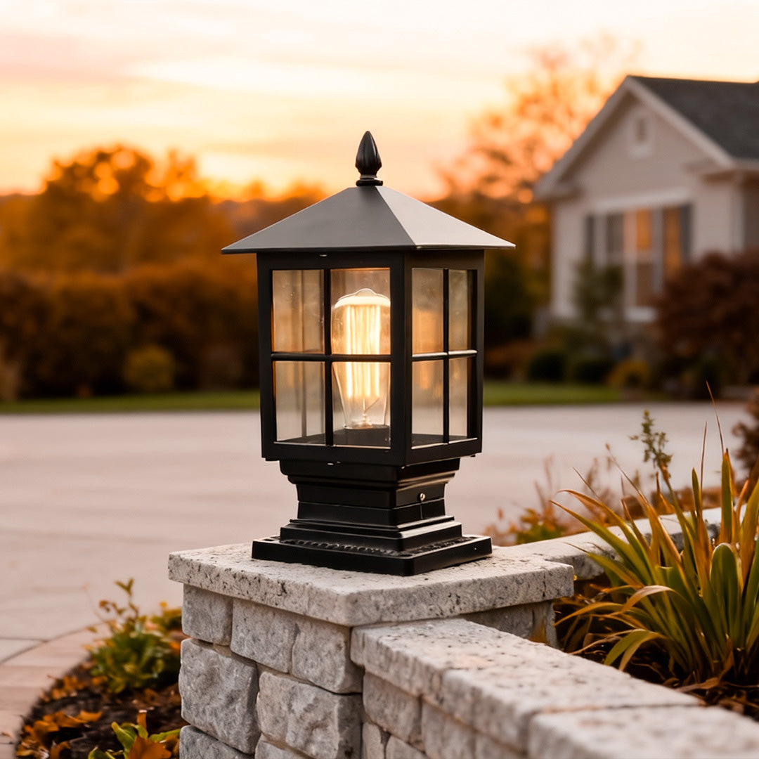 Stone Light Pillar Traditional Black Waterproof LED Light