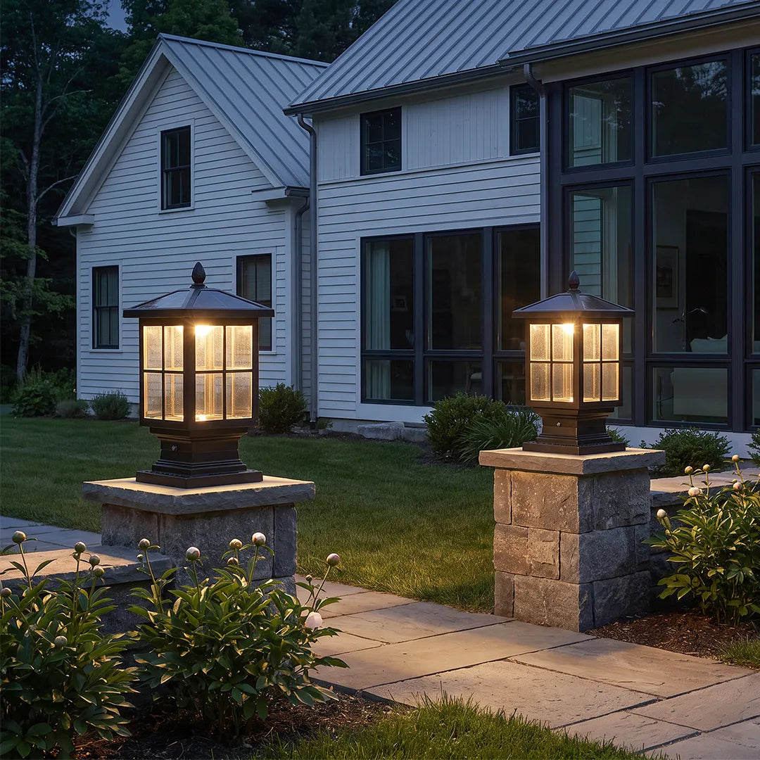 Stone Light Pillar Traditional Black Waterproof LED Light