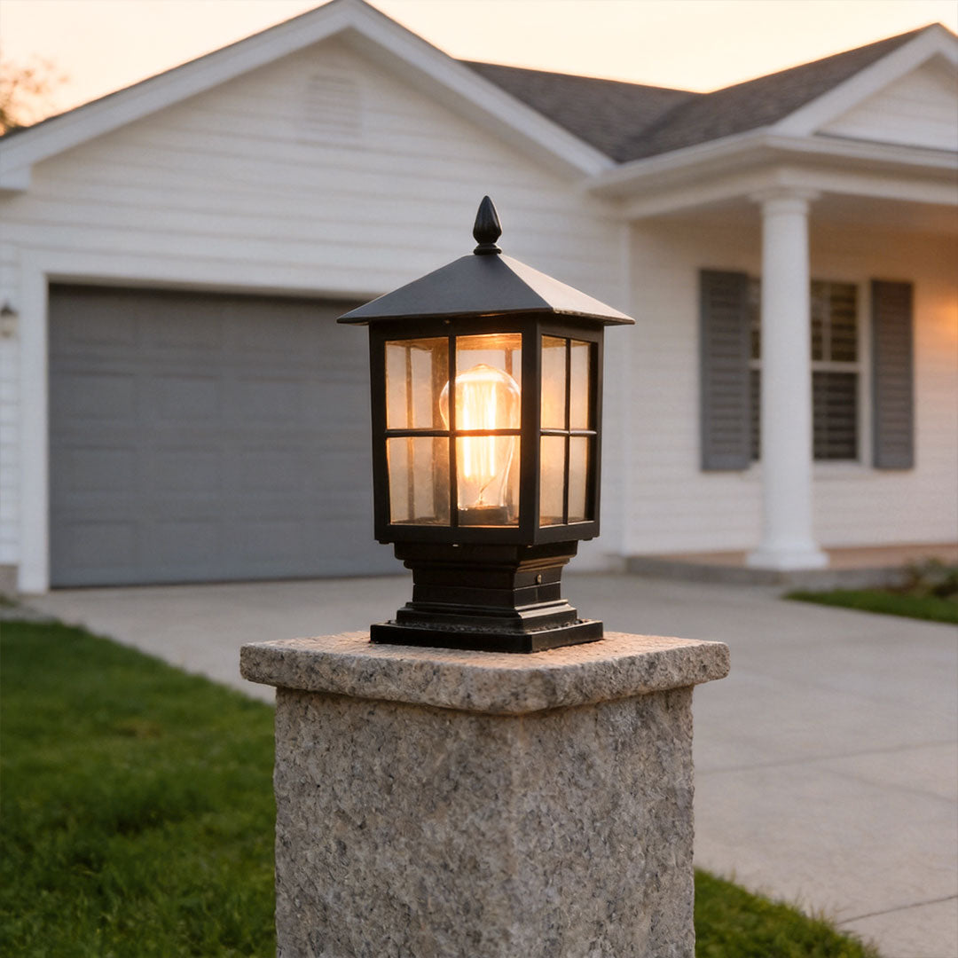 Stone Light Pillar Traditional Black Waterproof LED Light