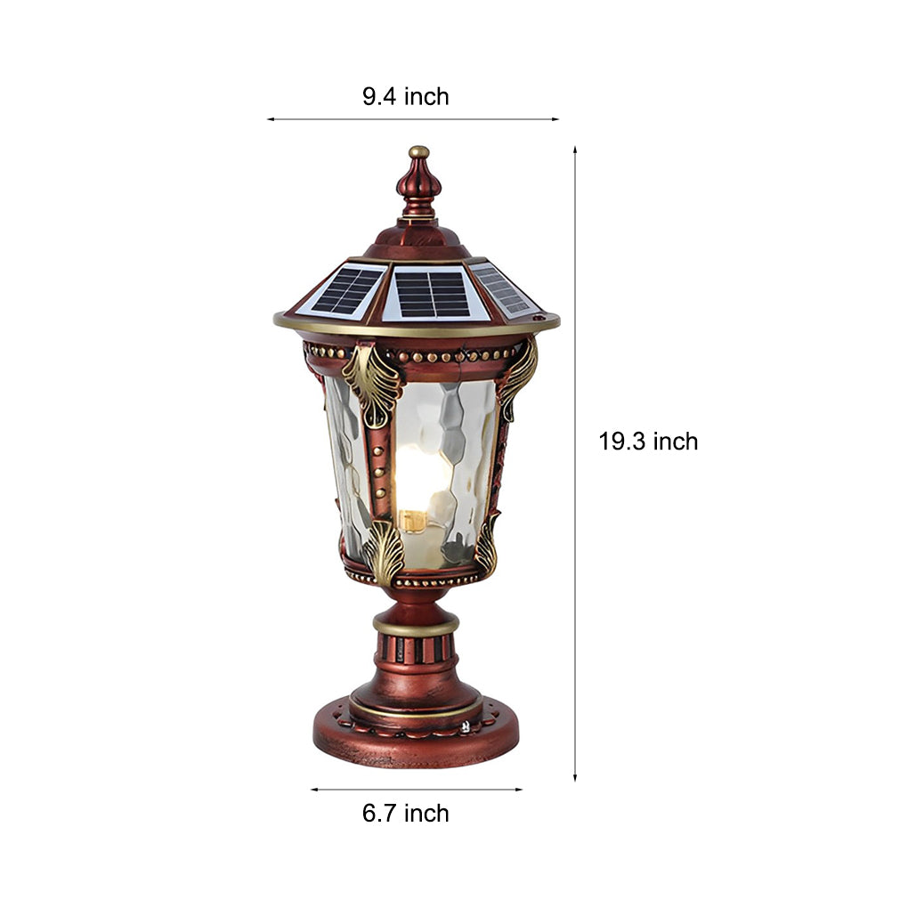 Stone Pillar Lights Retro Solar Waterproof Aluminum Post Cap Lamp