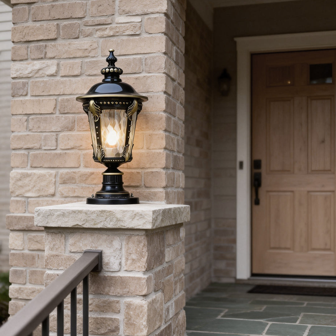 Stone Pillar Lights Retro Solar Waterproof Aluminum Post Cap Lamp