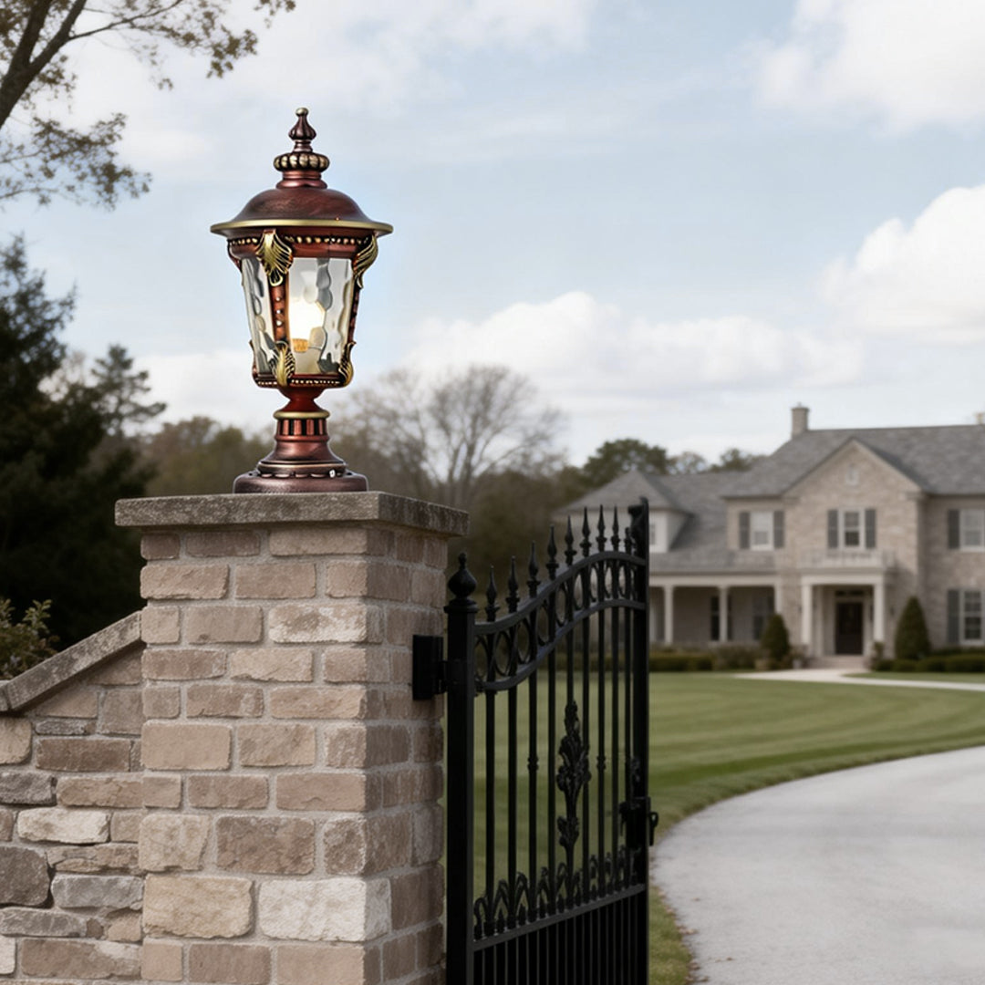 Stone Pillar Lights Retro Solar Waterproof Aluminum Post Cap Lamp
