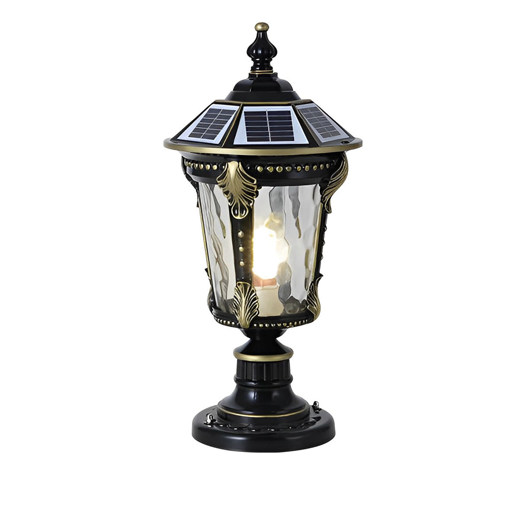 Stone Pillar Lights Retro Solar Waterproof Aluminum Post Cap Lamp