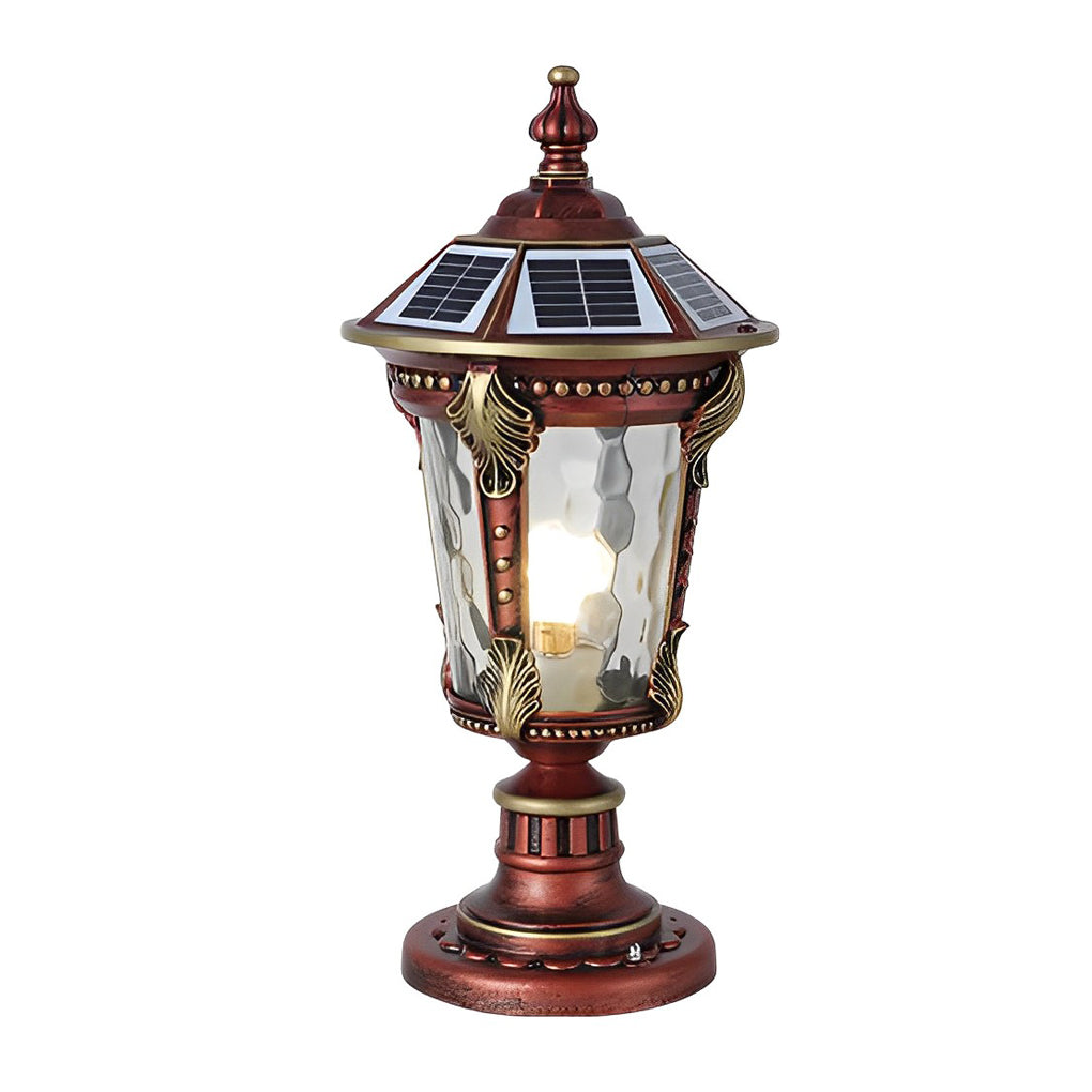 Stone Pillar Lights Retro Solar Waterproof Aluminum Post Cap Lamp