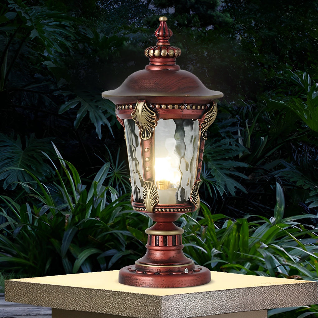 Stone Pillar Lights Retro Solar Waterproof Aluminum Post Cap Lamp