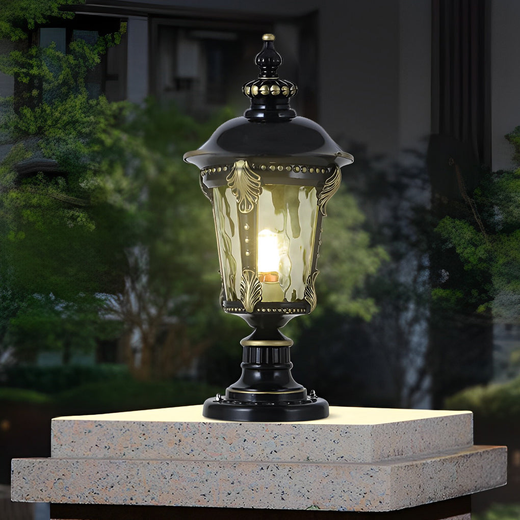 Stone Pillar Lights Retro Solar Waterproof Aluminum Post Cap Lamp