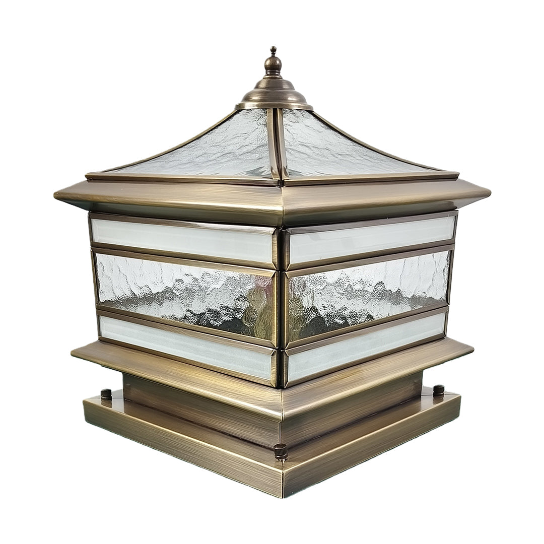 Stone Pillar Solar Lights Retro Copper Waterproof Fence Post Light