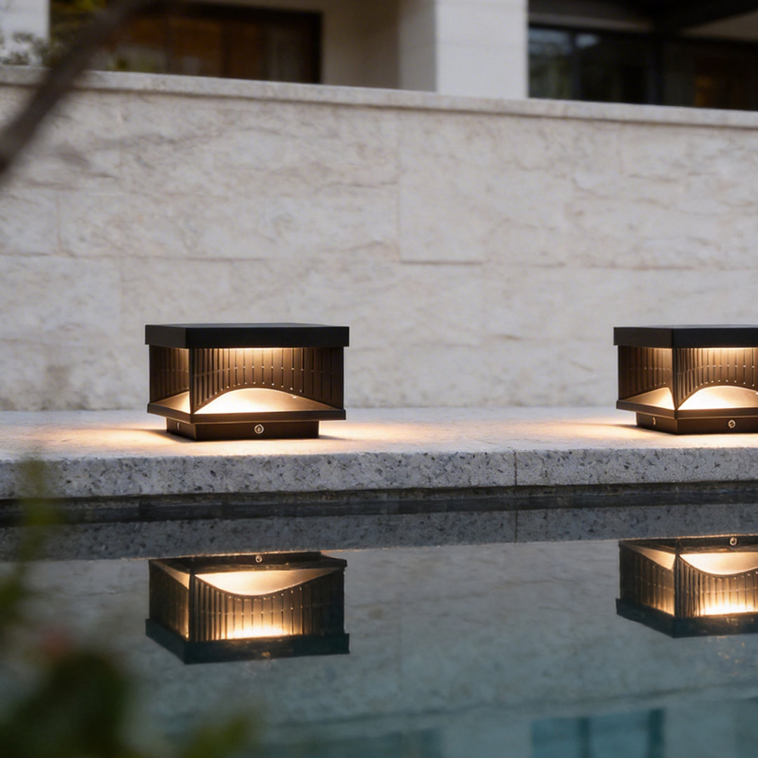Square Outdoor Pillar Lights Stripe Decorative LED Light