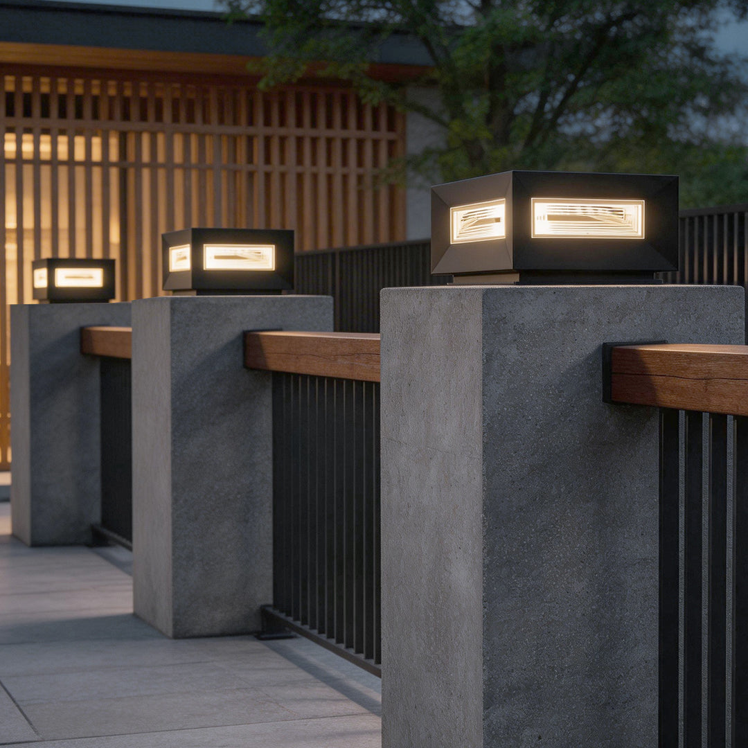 Square Pillar Lights Modern Creative Cube LED Solar Fence Post Light