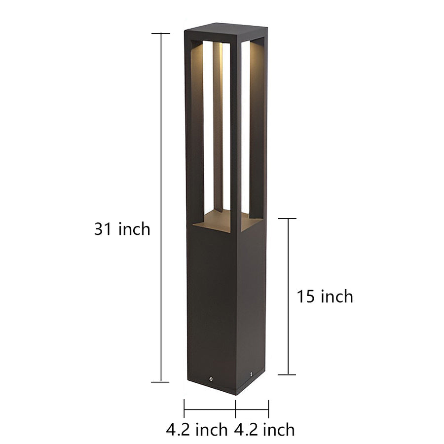 LED Bollard Garden Light Black Aluminum Garden Landscape Light