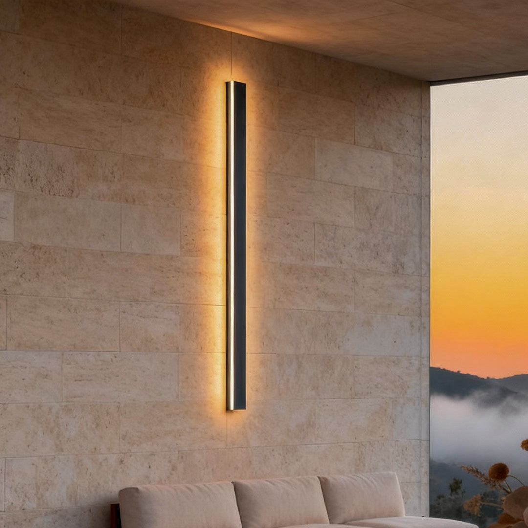 Linear Outdoor Wall Sconce Minimalist LED Black Lamp