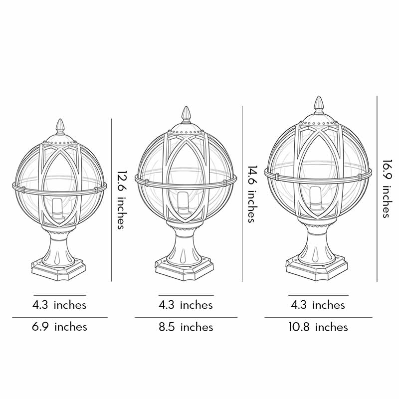 Globe Pillar Lights European Glass Waterproof Outdoor Lamp