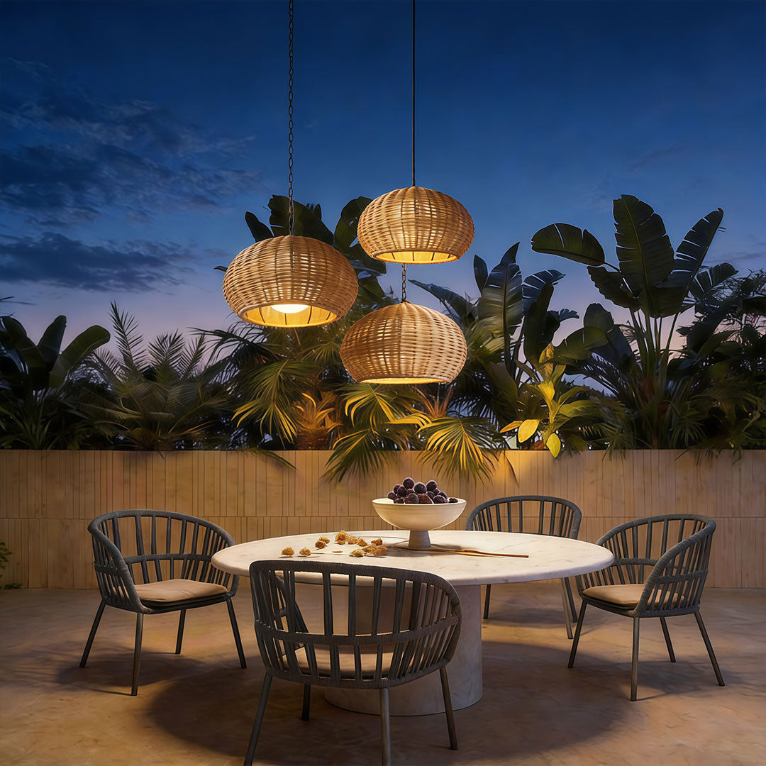 Rattan Outdoor Pendant Light Modern Waterproof Lights