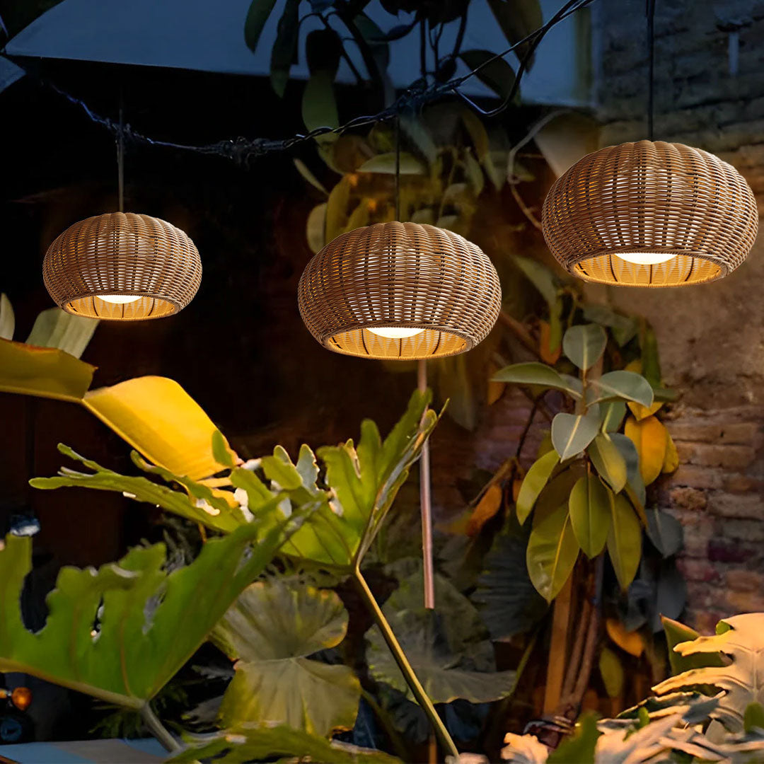 Rattan Outdoor Pendant Light Modern Waterproof Lights