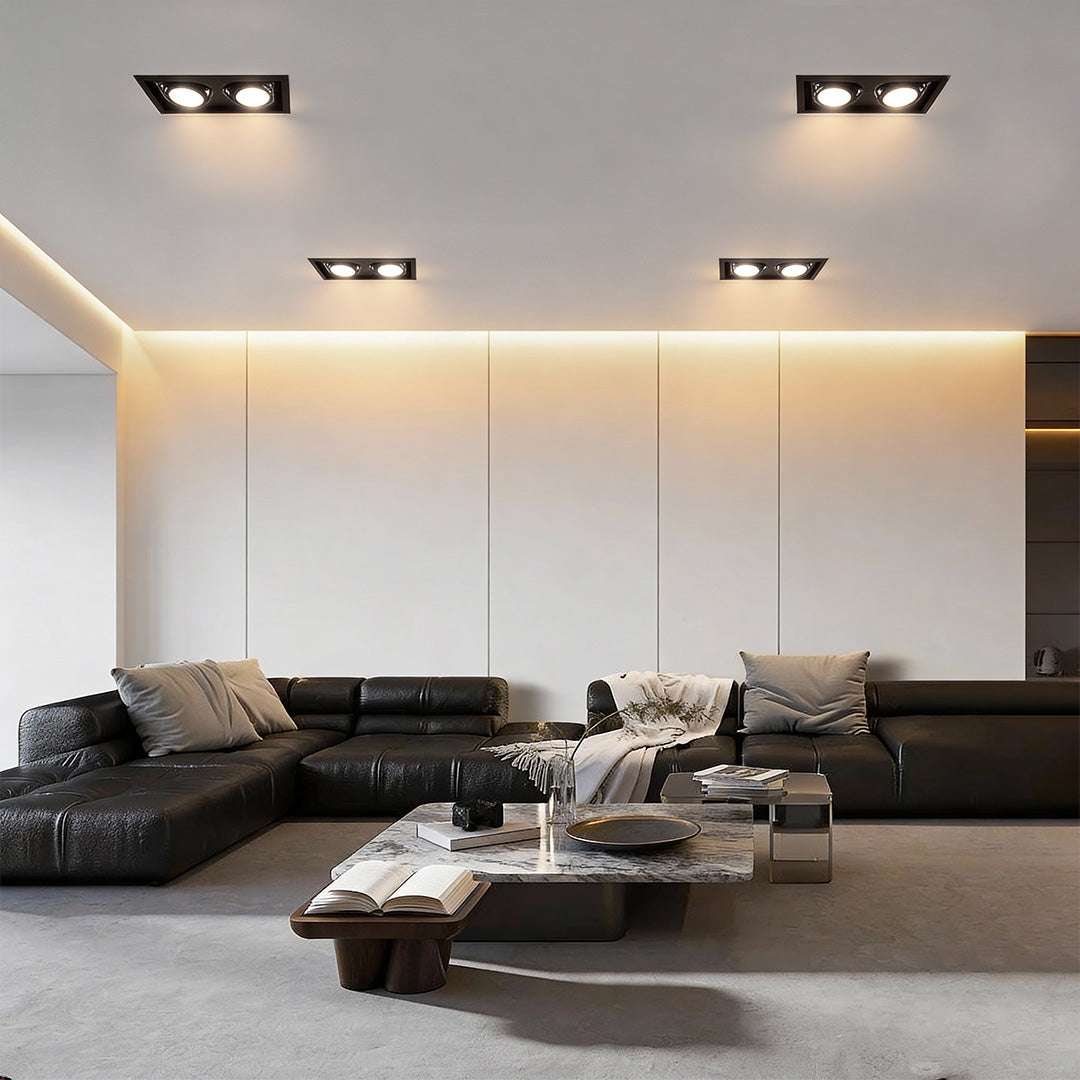 Ceiling Twin Light Rectangular Adjustable Recessed Spotlight