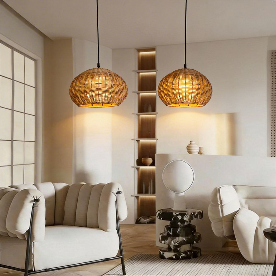 Rattan Outdoor Pendant Light Modern Waterproof Lights