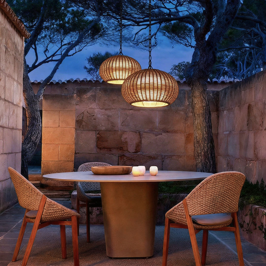 Rattan Outdoor Pendant Light Modern Waterproof Lights