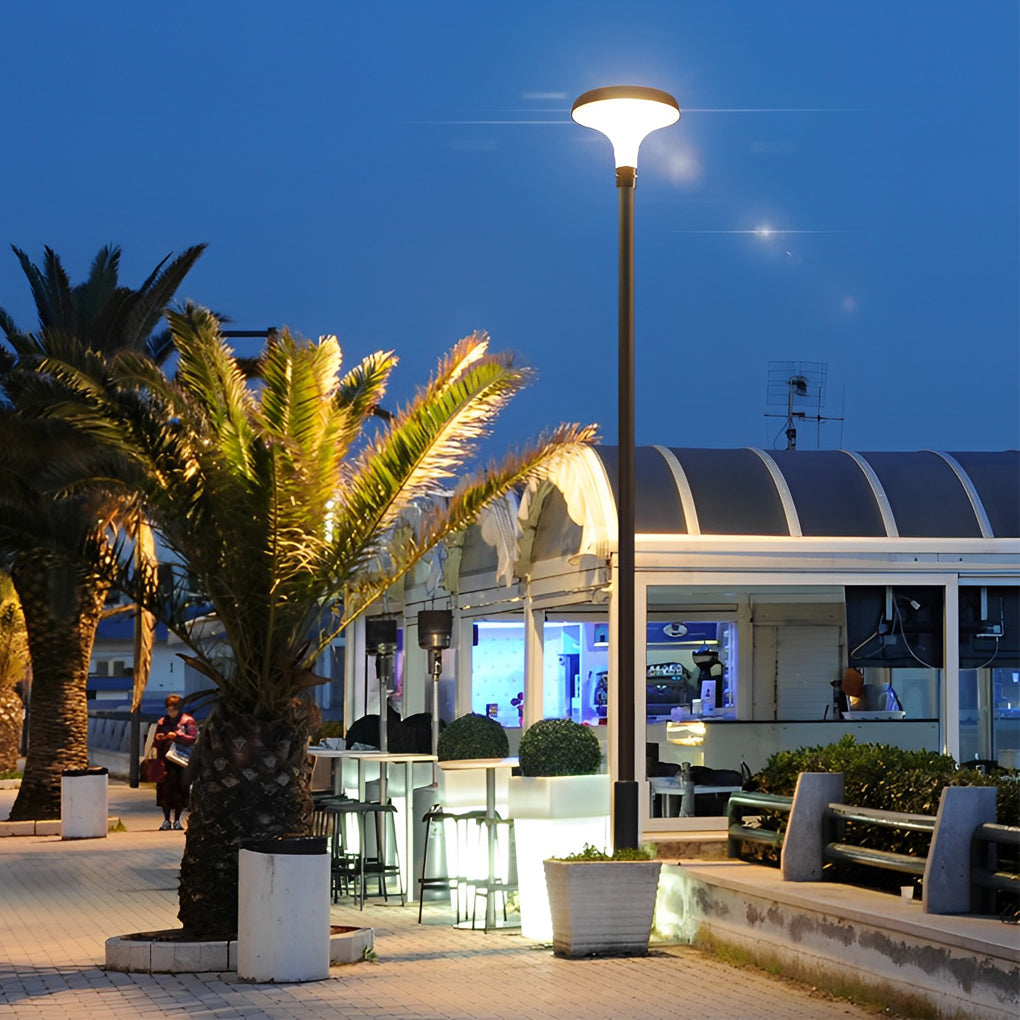 UFO Solar Street Light Waterproof Solar Powered Black LED Pole Lamp
